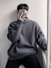 MYQ Solid Color Turtleneck Sweater Men's Winter Thickened Warm Inner Wear Korean Style Trendy Loose Bottoming Sweater