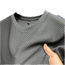 Mesh Bamboo Ice Silk T-shirt Men's Short-sleeved Summer Stretch Slim-fit Comfortable Cool-feeling Top Casual All-match Half-sleeve Trendy