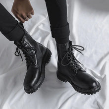 New British Martin Boots Ins Genuine Leather Tooling Locomotive All-Match Hong Kong Style Fleece High-Top Trendy Men's Shoes 6028-R