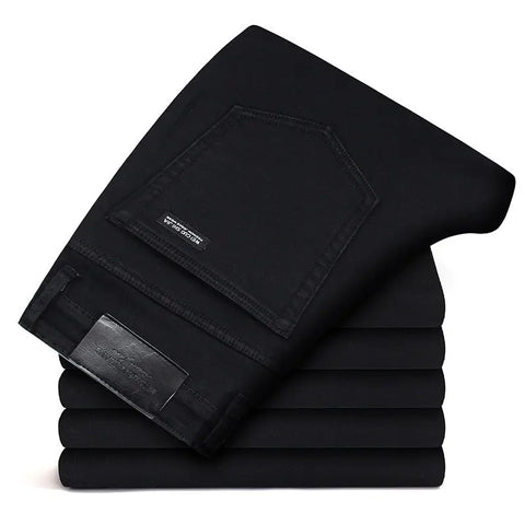 New Men's Black Jeans High Elastic Men's Black Slim Pants Jeans Men