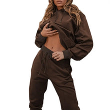 New Women's Solid Color Hooded Sweatshirt Fashionable Casual Pants Autumn And Winter Suit