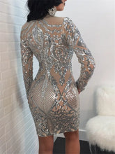Nightclub Sexy Sequins Long Sleeve Dress Women