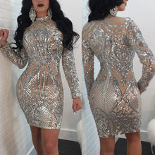 Nightclub Sexy Sequins Long Sleeve Dress Women