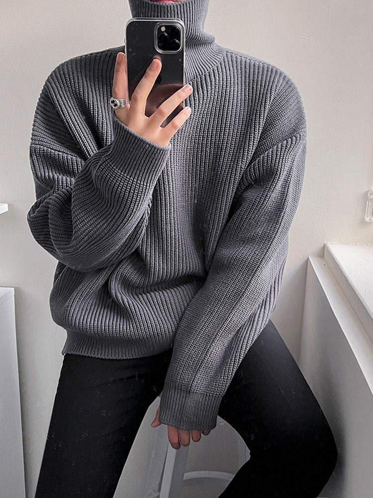 MYQ Solid Color Turtleneck Sweater Men&#039;s Winter Thickened Warm Inner Wear Korean Style Trendy Loose Bottoming Sweater