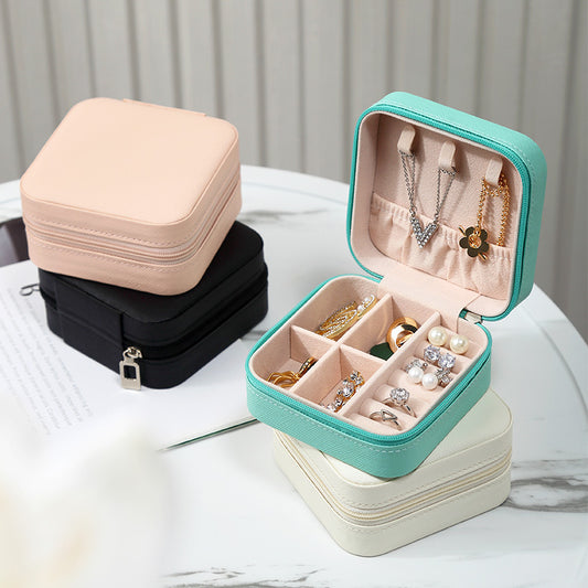 Simple Ins Macaron Color Jewelry Storage Box Travel Travel Earring Necklace Ring Storage Jewelry Box