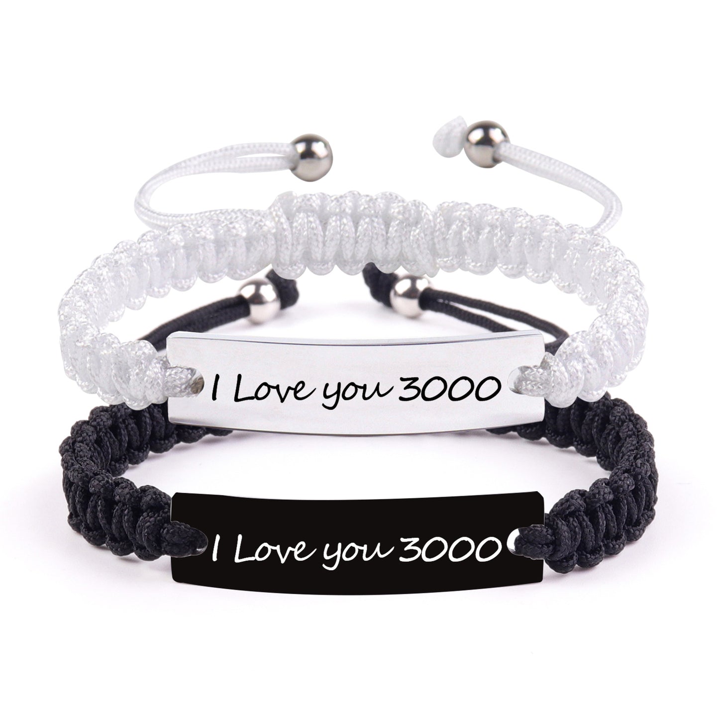 Steel Brand Lettering Bracelet European And American Fashion Hand-woven Black And White Rope Love Magnetic Stainless Steel Lovers Bracelet