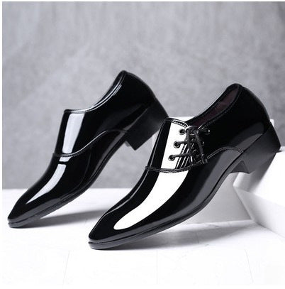 Men&#039;s Pointed Toe Leather Shoes Men&#039;s Business Formal Shoes Korean Fashionable Men&#039;s Bright Casual Shoes Large Size Casual Wedding Shoes