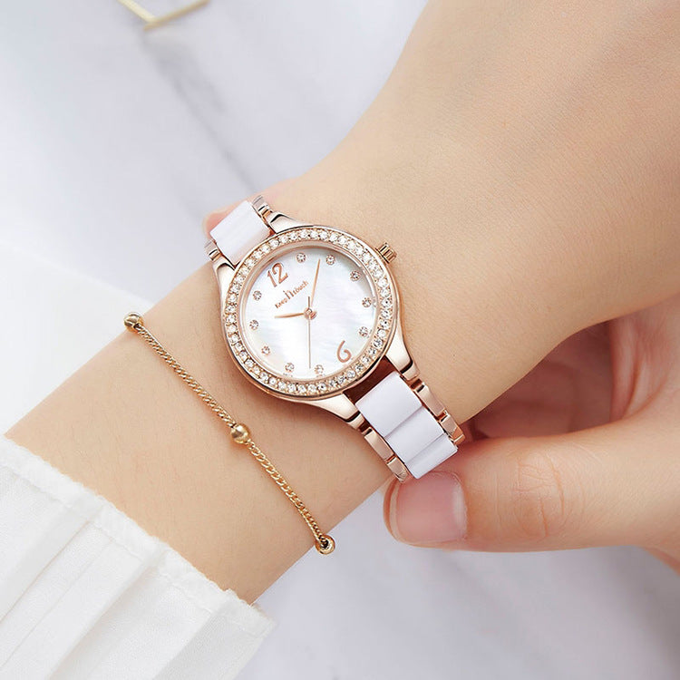 A Generation Of New Ceramic Ladies Watch Shaking Sound Explosion Quartz Watch Simple Waterproof Diamond Watch Female Wholesale