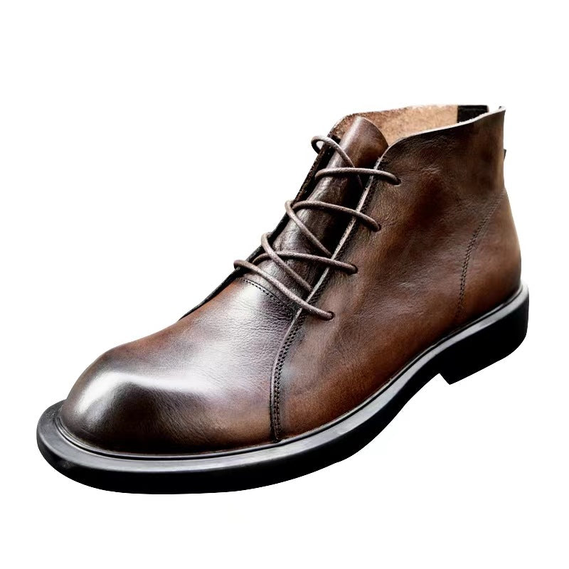 New High-end Fashion Retro Martin Boots Men&#039;s Lace-up Top Layer Cowhide Autumn And Winter