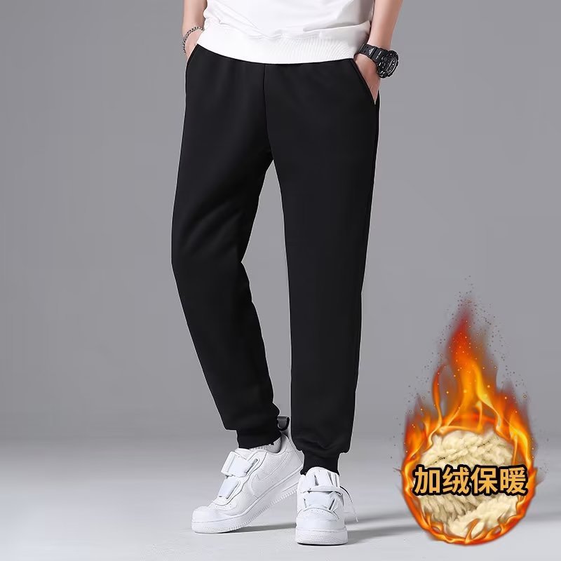 2022 New Sports Velvet Pants Men&#039;s Fleece-lined Thickened Loose Leg Sports Casual Trousers Winter Large Size