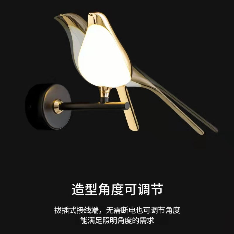 Magpie Creative Bird Wall Lamp Modern Simple Bedroom Bedside Living Room Sofa Nordic Light Luxury Away Stair Lamps