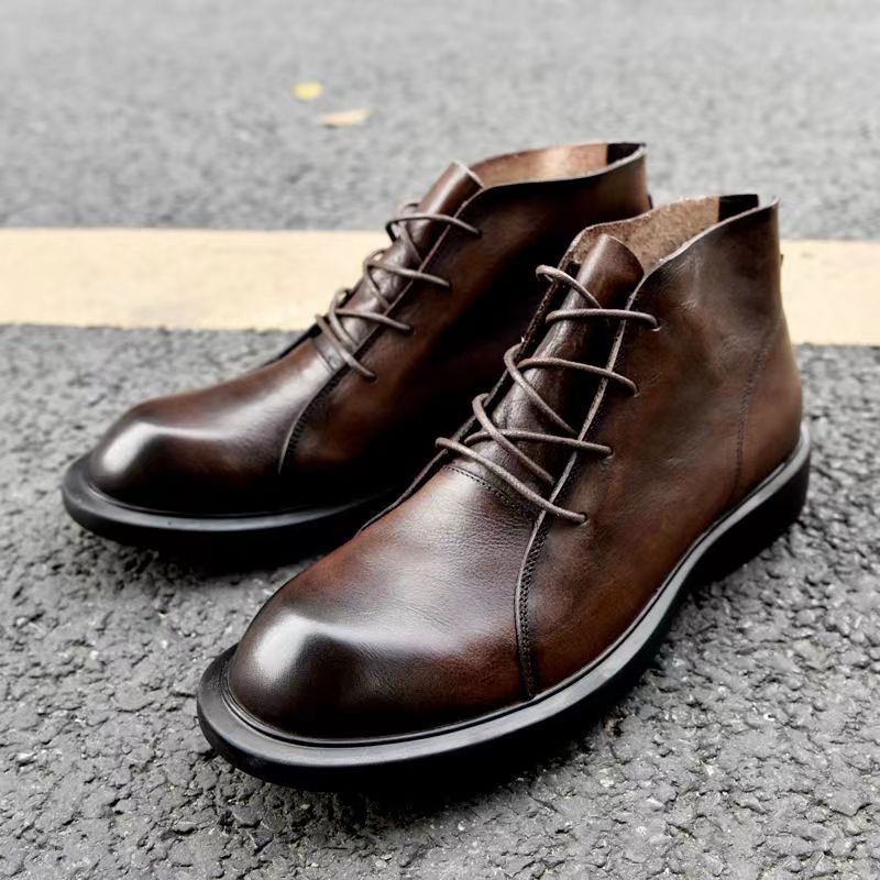 New High-end Fashion Retro Martin Boots Men&#039;s Lace-up Top Layer Cowhide Autumn And Winter