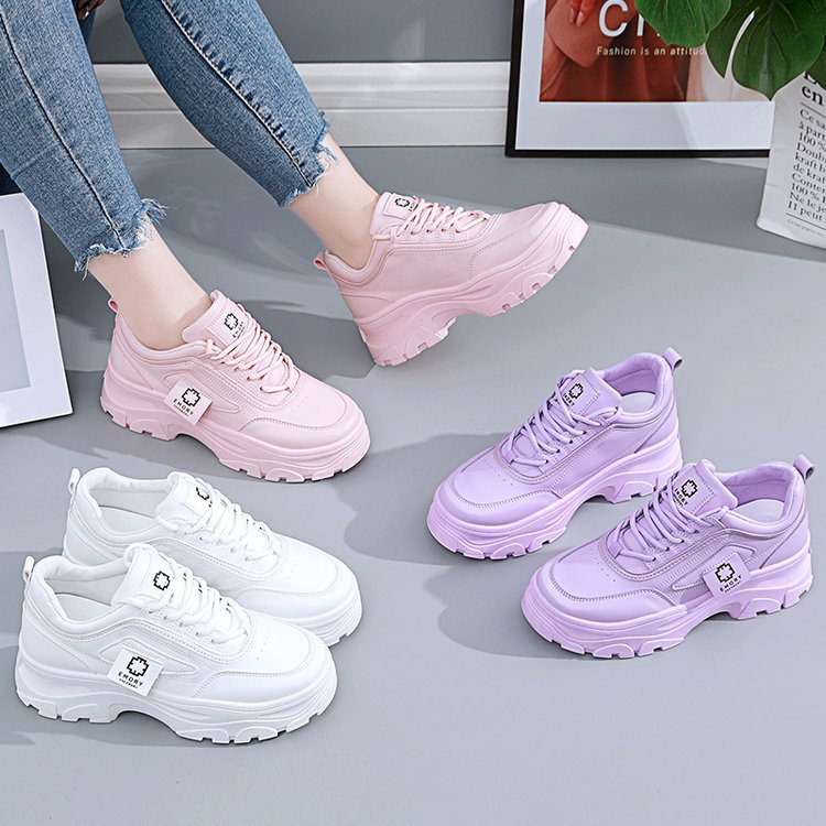 Spring New Korean Style Plus Size Daddy Shoes Female Students Online Red Sneaker Female Casual Platform Height Increasing Shoes