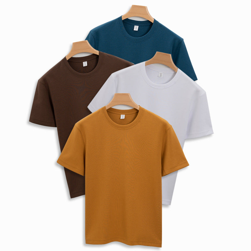 New High-end Double-sided Cotton T-shirt Men&#039;s Half Sleeve Heavy Xinjiang Cotton Thickened Round Neck Short Sleeve Men&#039;s T-shirt