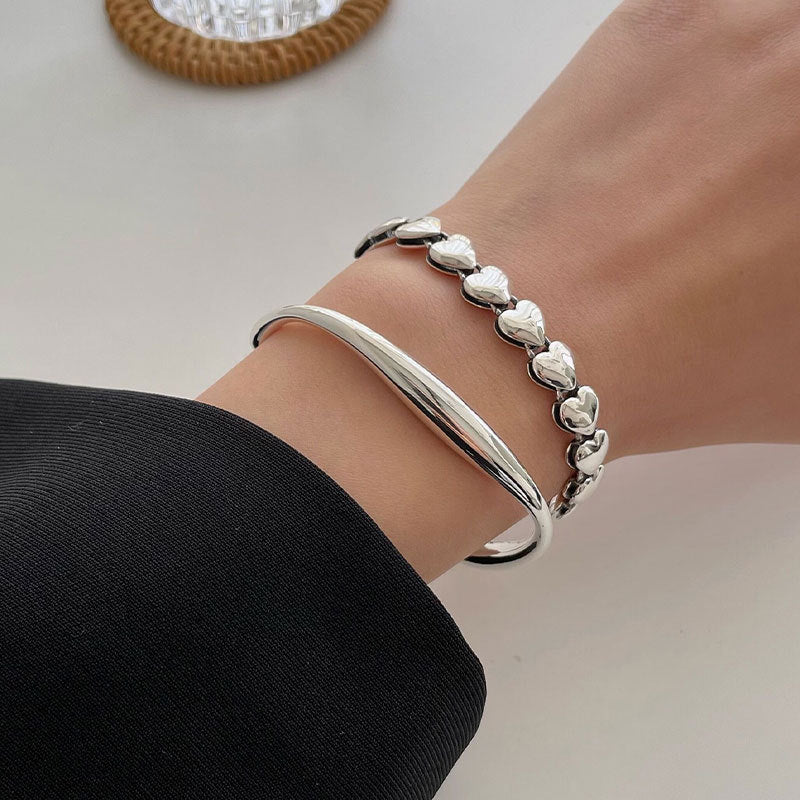 Retro Simple Heavy Industry Love Bracelet Women&#039;s All-match Ins Style Niche Design Sense Cold Style Light Luxury Elegant Accessories