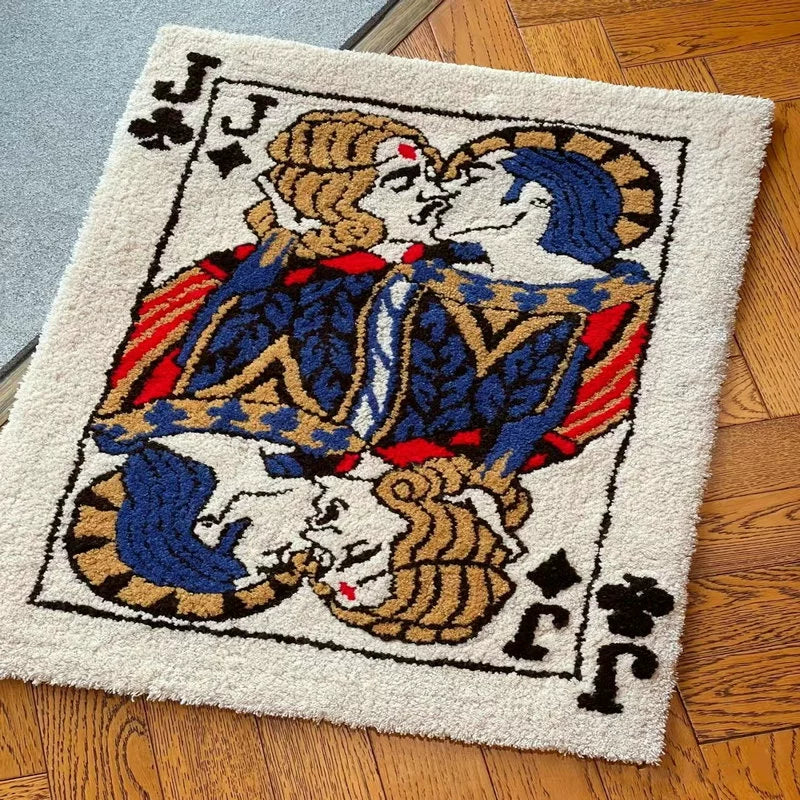 Ins Creative Poker Personalized Decorative Carpet Living Room Bedroom Bedside Blanket Sofa Cushion Home Bathroom Mat Floor Mat