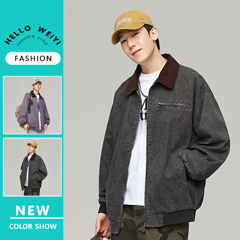 Japanese Men&#039;s Tooling Jacket Men&#039;s Autumn Vintage Mountain Lapel Top All-match Casual Jacket Men&#039;s Wear