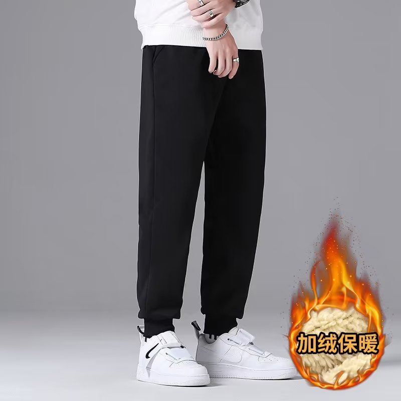 2022 New Sports Velvet Pants Men&#039;s Fleece-lined Thickened Loose Leg Sports Casual Trousers Winter Large Size