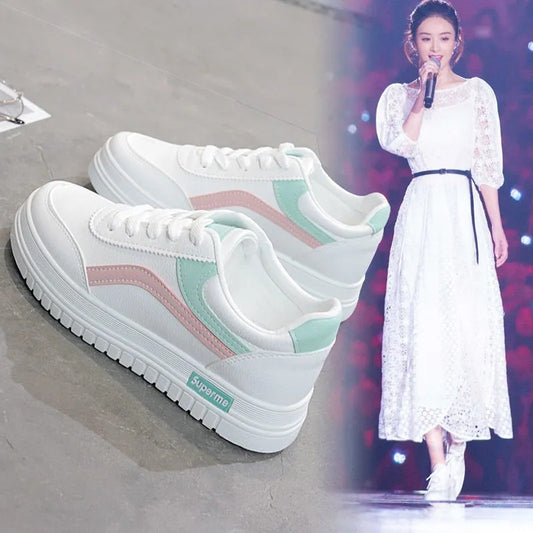 New Summer New White Shoes Spring And Autumn Versatile Shoes Thick Bottom Street Shooting Flat Shoes Korean Style