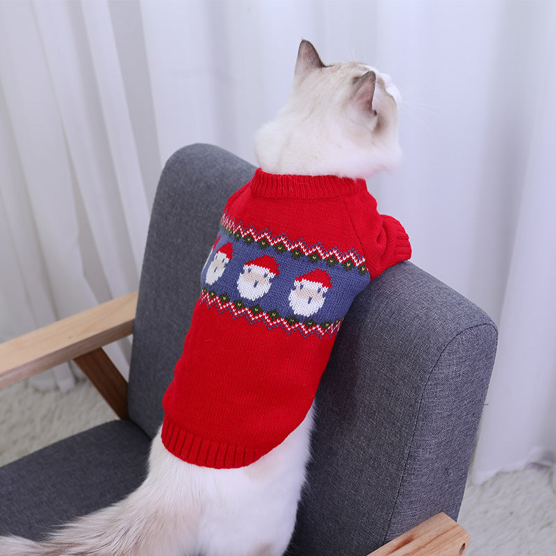 Pet Clothes Cat Dog Christmas Sweater Small Dog Winter Warm