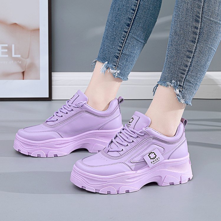 Spring New Korean Style Plus Size Daddy Shoes Female Students Online Red Sneaker Female Casual Platform Height Increasing Shoes