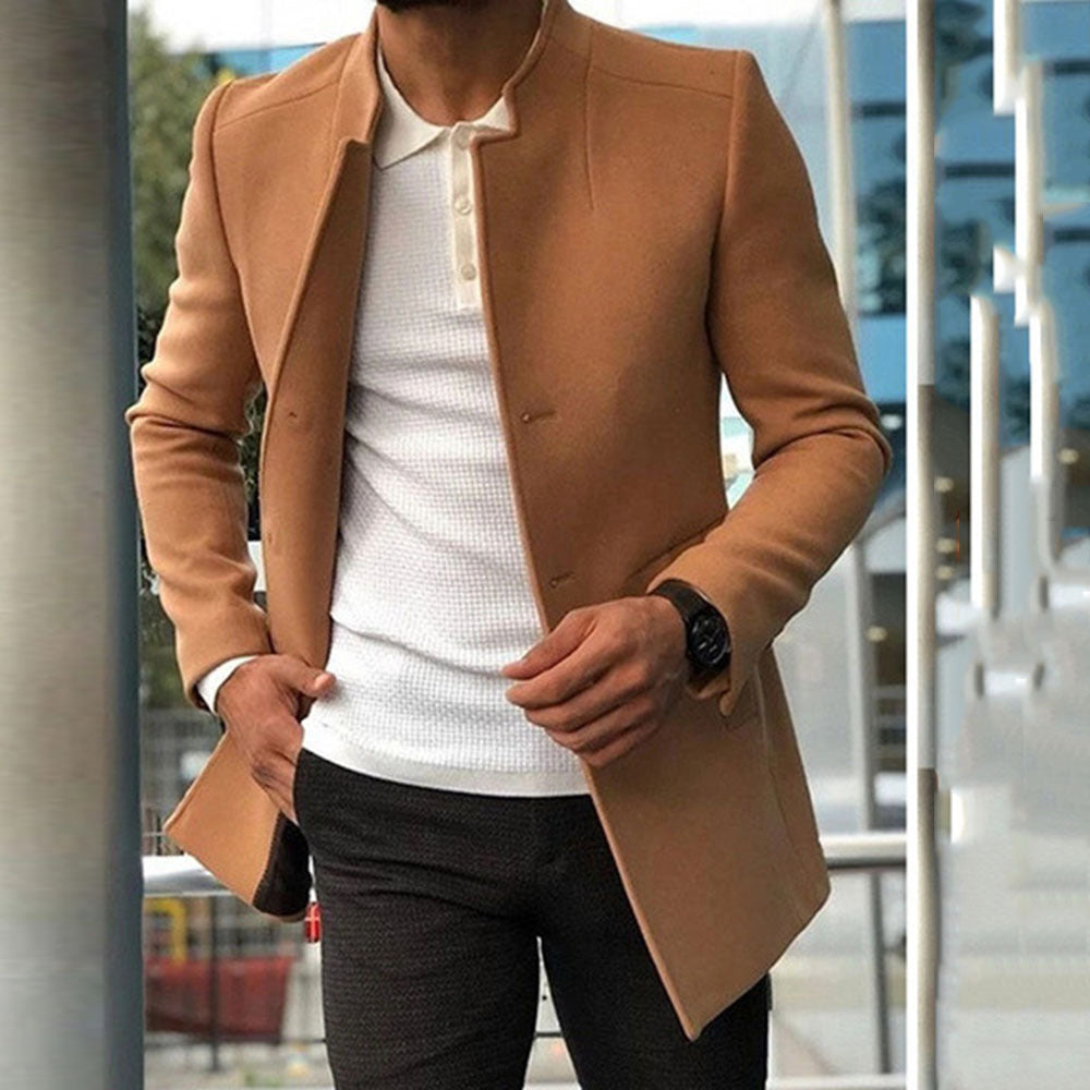 Men&#039;s Youth Suit Autumn New Trend Men&#039;s Solid Color Slim Fit Woolen Coat Manufacturers