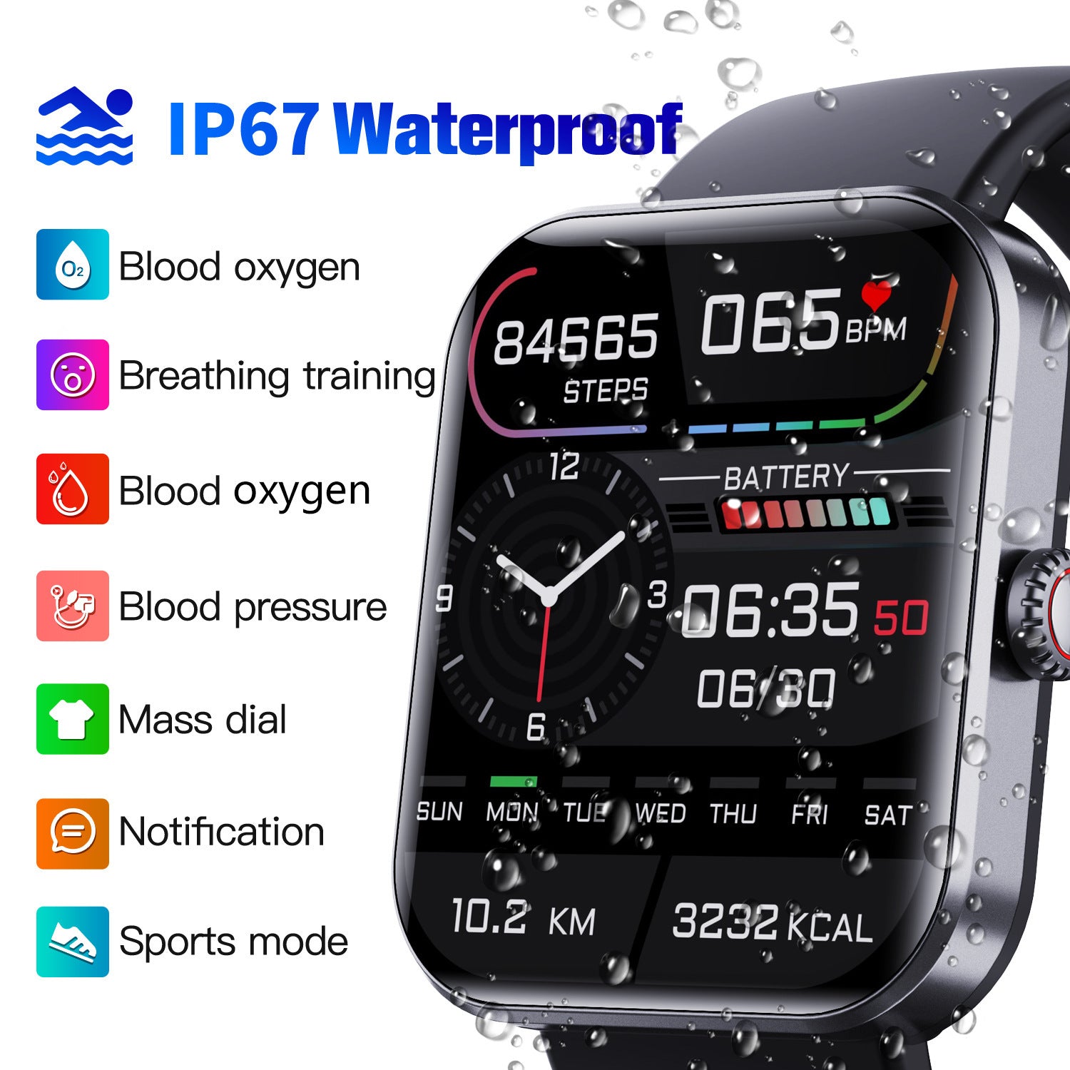 F57L Smart Watch 1.91 HD IPS Large Screen Waterproof Heart Rate Blood Pressure Blood OxygenDirect Supply Watch