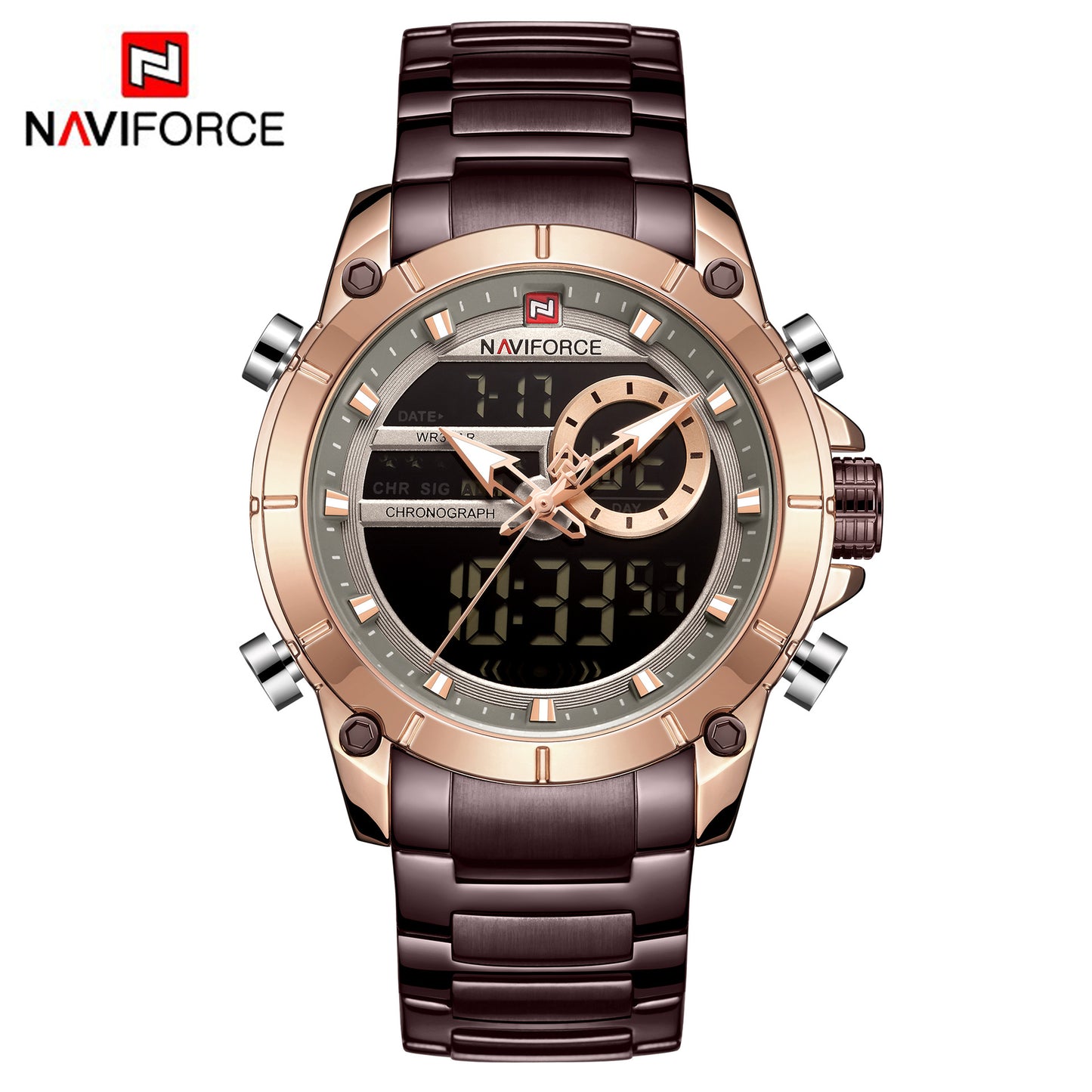 NAVIFORCE Lingxiang 9163 New Men&#039;s Watch Steel Band Date Business Casual Waterproof Pointer Quartz Watch