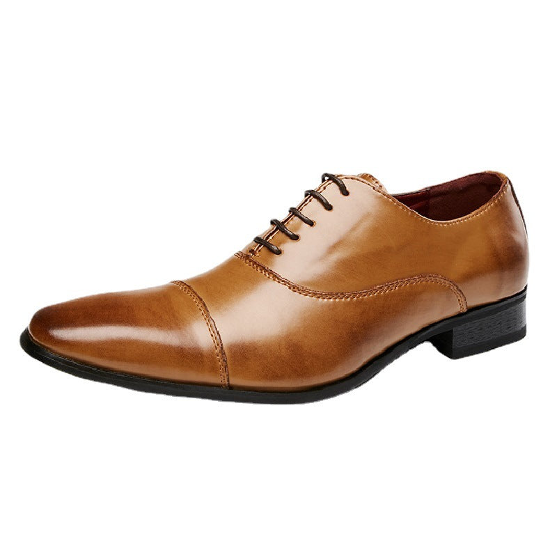 New Japanese Business Leather Dress Shoes Men&#039;s Lace-up Non-commissioned Officer Wedding Shoes Three-joint Oxford Shoes British