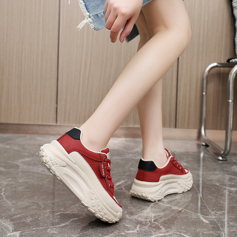 HY906 New Simple Women&#039;s Shoes 2023 Autumn Korean Style Breathable Heightened Platform Sports Casual Shoes Board Shoes For Students