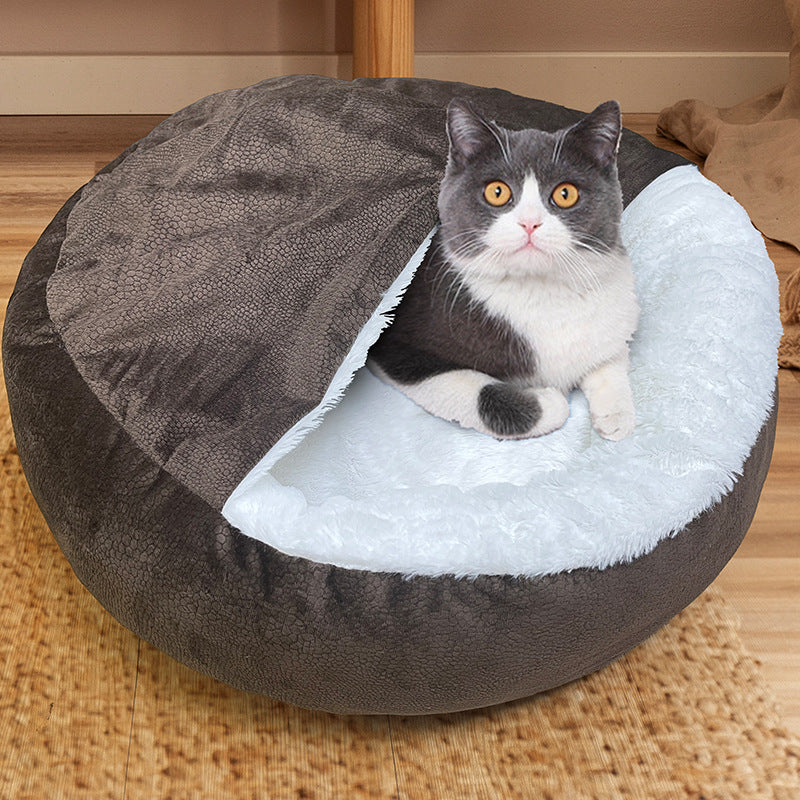 Cat Bed Four Seasons Creative Pet Nest Cat Mat Cover Blanket Integrated Shell Shape Soft And Comfortable Plush Cat Nest Pet Mat