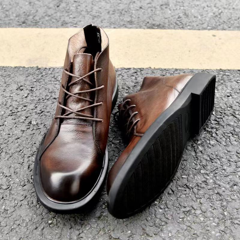 New High-end Fashion Retro Martin Boots Men&#039;s Lace-up Top Layer Cowhide Autumn And Winter