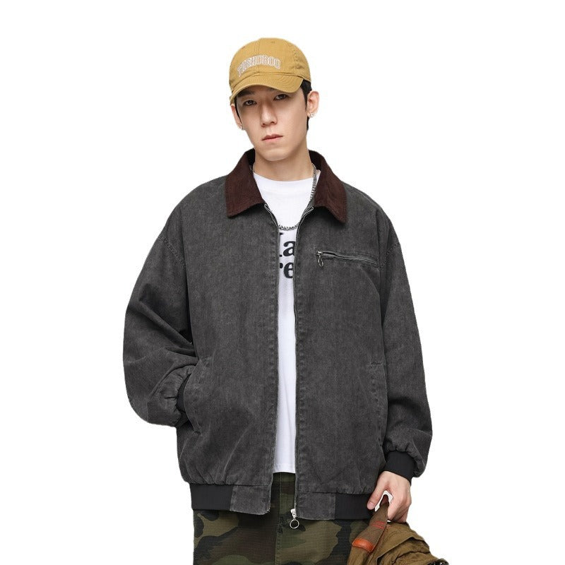 Japanese Men&#039;s Tooling Jacket Men&#039;s Autumn Vintage Mountain Lapel Top All-match Casual Jacket Men&#039;s Wear