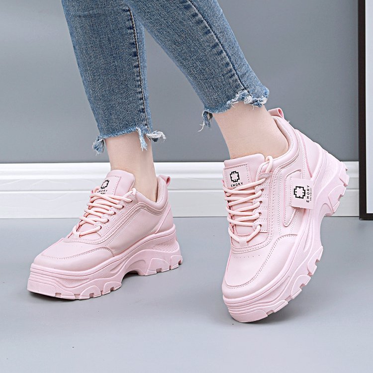 Spring New Korean Style Plus Size Daddy Shoes Female Students Online Red Sneaker Female Casual Platform Height Increasing Shoes