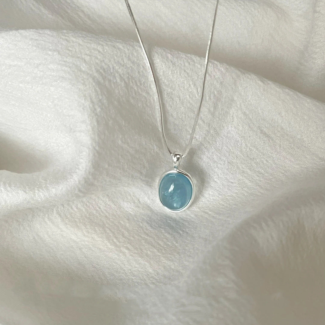 Natural Aquamarine Moonstone Women&#039;s Necklace