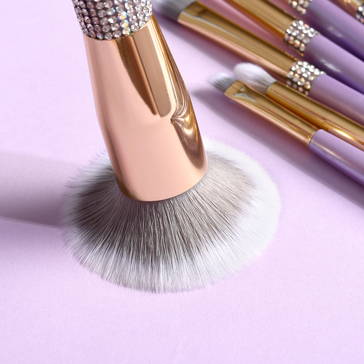 10 Lilac Purple With Diamond Cosmetic Brush Set Cosmetic Brush Tool Storage Bucket