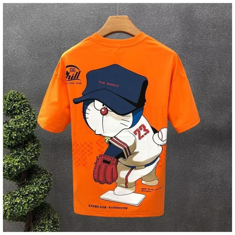 Youth Printed Men&#039;s Short Sleeve T-shirt Half Sleeve Summer Men&#039;s Handsome Fashion Brand Cartoon T-shirt Top Summer