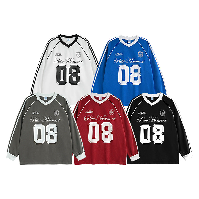 Sporty Chic Long Sleeve T-shirt 2024 Autumn New Winter Fashion Brand Street American Jersey Jacket Men