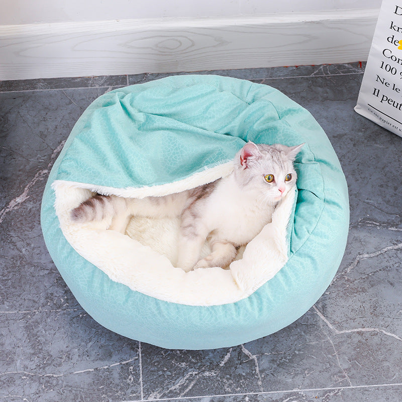 Cat Bed Four Seasons Creative Pet Nest Cat Mat Cover Blanket Integrated Shell Shape Soft And Comfortable Plush Cat Nest Pet Mat