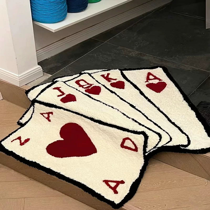 Ins Creative Poker Personalized Decorative Carpet Living Room Bedroom Bedside Blanket Sofa Cushion Home Bathroom Mat Floor Mat