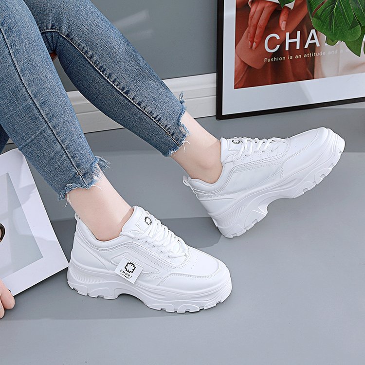 Spring New Korean Style Plus Size Daddy Shoes Female Students Online Red Sneaker Female Casual Platform Height Increasing Shoes