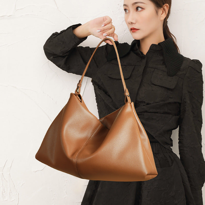 Autumn And Winter Fashion Kite Wandering Underarm Tote Bag Lazy Style Large Capacity Soft Cowhide All-match Shoulder Handbag