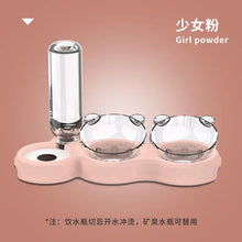 Pet Bowl  Plastic Dog Bowl Double Bowl Automatic Drinking Anti-Tipping Food Basin Pet Bowl