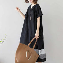 Real Shot 2024 Chubby Girl Plus Size Women's Summer New Korean Version Of Dress Cotton And Linen Short Sleeve Loose Long Skirt Women