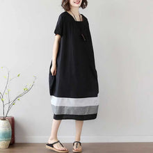 Real Shot 2024 Chubby Girl Plus Size Women's Summer New Korean Version Of Dress Cotton And Linen Short Sleeve Loose Long Skirt Women