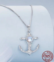 S925 Sterling Silver Plated Platinum Ship Anchor Necklace