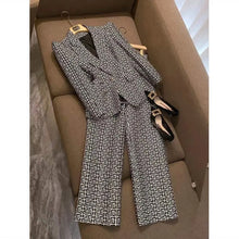 Spring And Autumn New Jacquard Embroidery Suit Suit Women's Fashion Suit Wide-leg Pants Top Tide