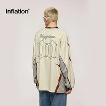 Stitching Digital Digital Printing Long Sleeve T-shirt 2024 Fall/Winter New Fashion Brand Loose Retro Jacket