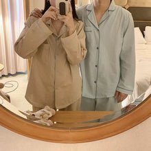 Striped Couple Pajamas Men's And Women's Spring And Autumn Long-sleeved Pants Two-piece Home Clothes Korean-style Outfit Instagram Style