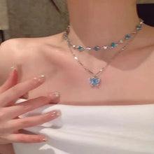 Suitable For Summer Cool Double Layer Butterfly Necklace Accessories Women's Light Luxury Niche Flash Exquisite Collarbone Chain Necklace Chain